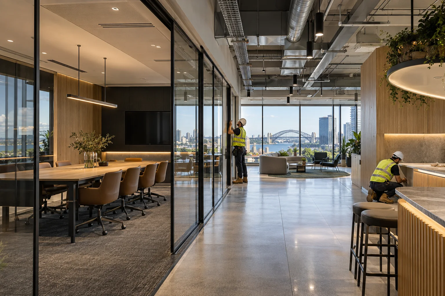 Commercial office fit-out overlooking Sydney Harbour